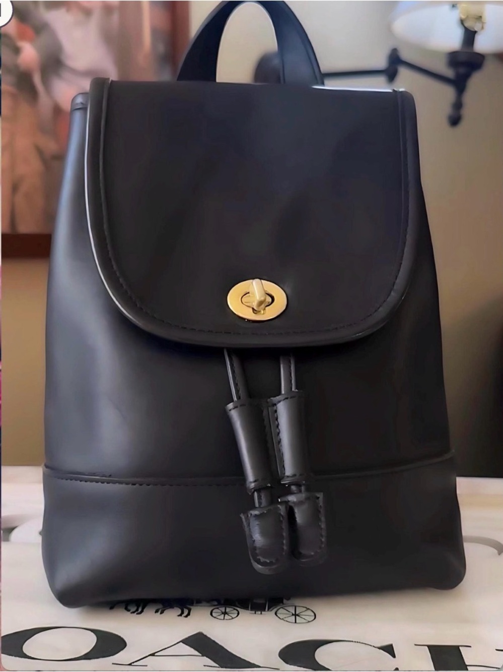 VINTAGE COACH BLACK LEATHER MINI DAYPACK BACKPACK 9960